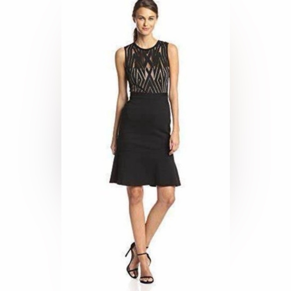 BCBGMaxAzria Black Geometric Midi Dress
